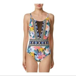 La Blanca High Neck One Piece Swimsuit Floral